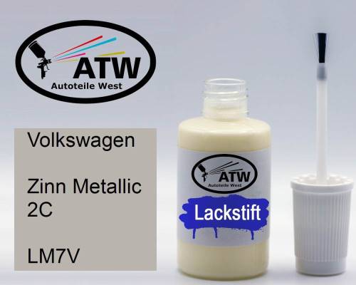 Volkswagen, Zinn Metallic 2C, LM7V: 20ml Lackstift, von ATW Autoteile West.